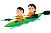 カヌーに乗っている子供たち