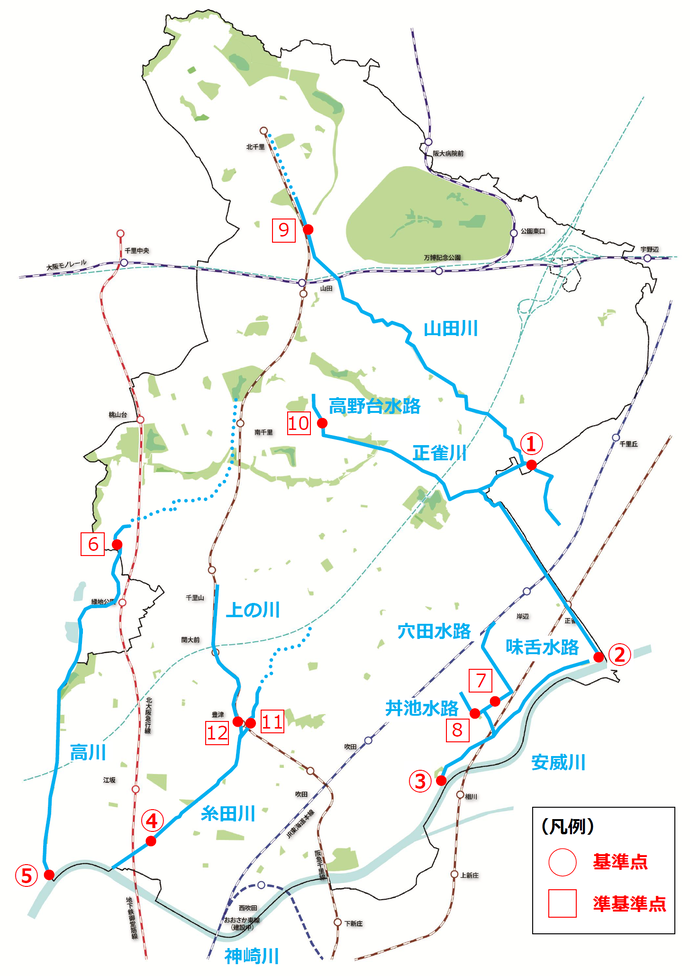 地図:河川・水路測定地点位置図
