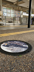 写真：山田駅デザインマンホール蓋位置