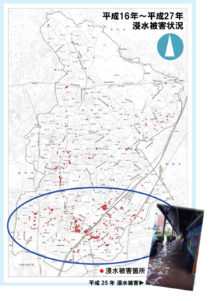 地図：浸水被害箇所