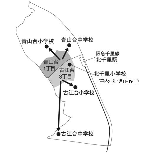 北千里地区の地図