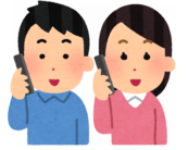 災害時伝言ダイヤルに電話をする人