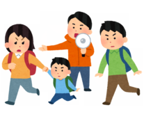 避難誘導する人
