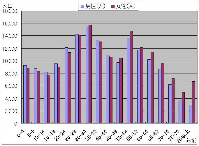 グラフ：年齢別人口