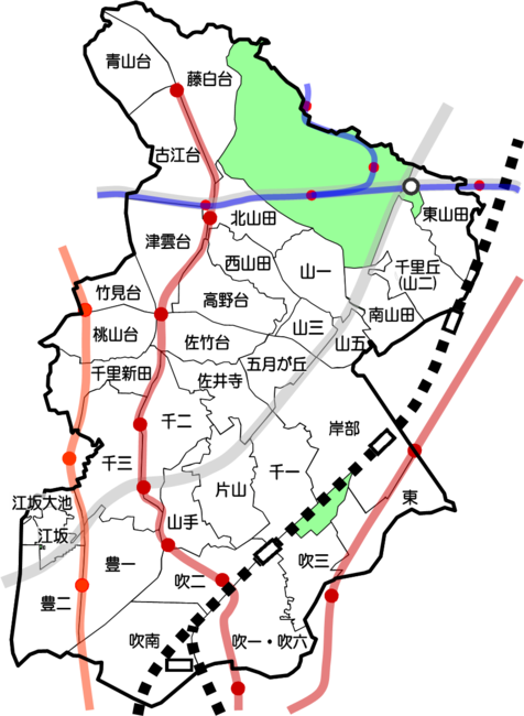 地図：地区連合自治会の区域図