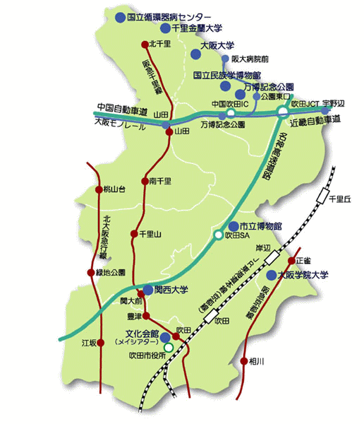 地図：主要施設の位置図