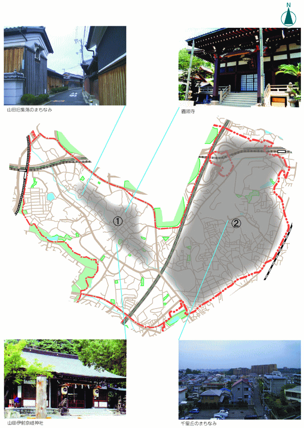 地図：山田・千里丘地域