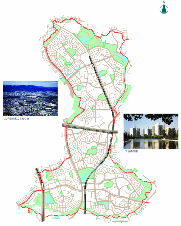 地図：千里ニュータウンを中心とするエリア