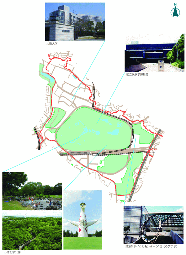 地図：万博記念公園・大阪大学を中心とするエリア