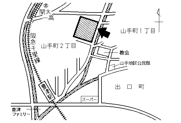 地図：山手小学校体育館周辺