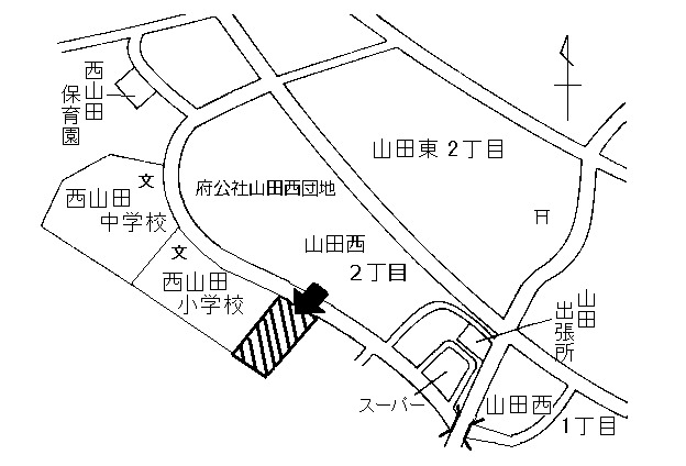 地図：山田・千里丘地域備蓄倉庫周辺