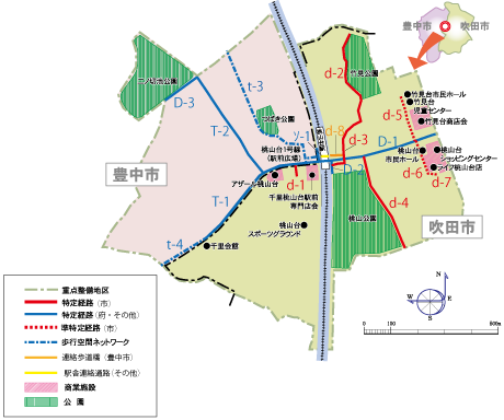 桃山台地区地図