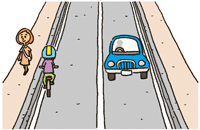 イラスト：車道を通行する自転車