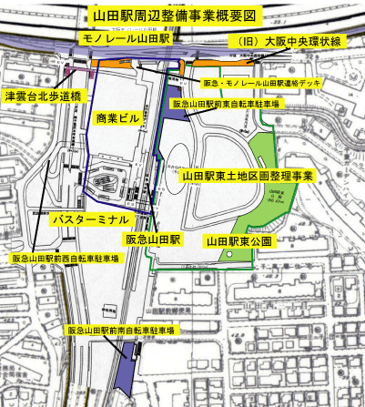 地図：山田駅周辺整備事業概要図