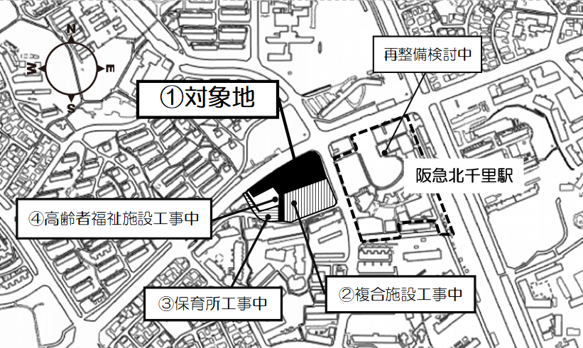 地図：北千里小跡地等の対象地