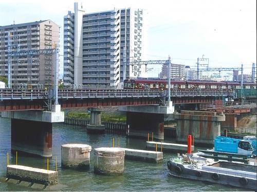 写真：40 阪急千里線、神崎川橋梁撤去工事進捗状況