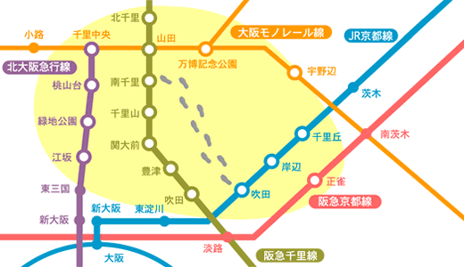 地図：ぶらっと吹田　路線図