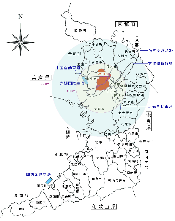 地図：吹田市位置図