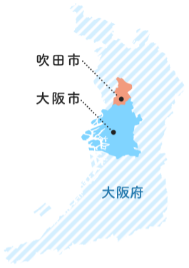 地図：大阪府の中での吹田市の位置