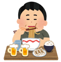 イラスト：糖質の多い食事をとる様子