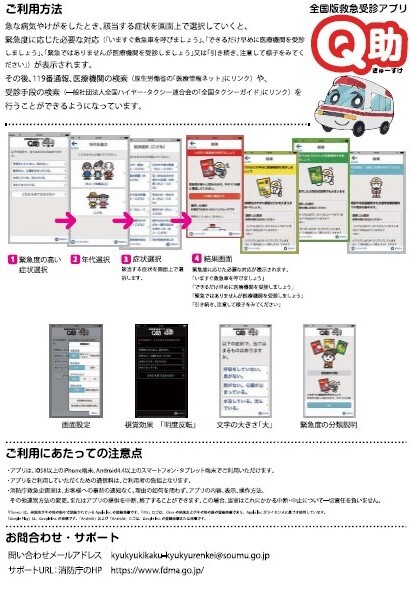 チラシ：全国版救急受診アプリ「Q助」　裏