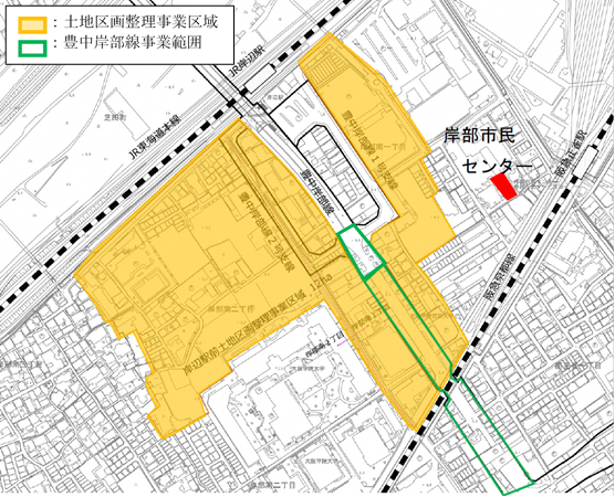 地図：土地区画整理事業区域