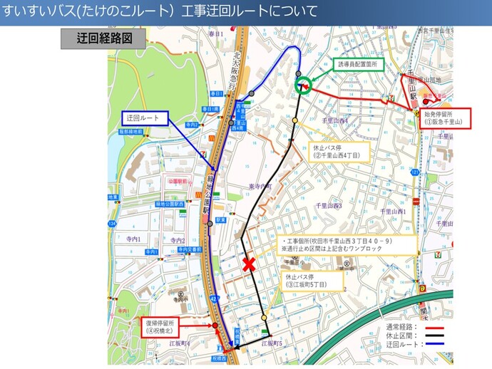 工事による迂回ルート