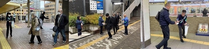 早朝駅前街頭啓発の様子