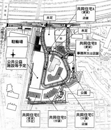 地図：山田駅東建物計画