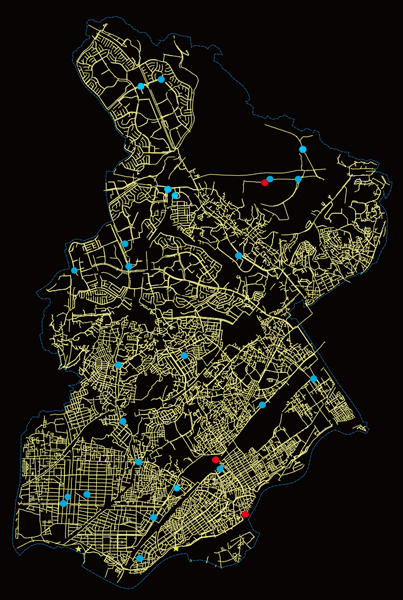 吹田市デザインマンホール蓋位置図