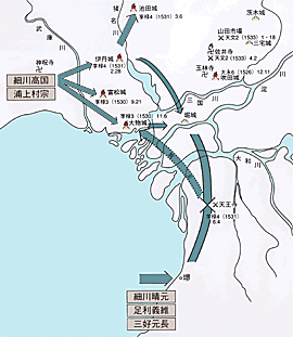 地図：細川高国・晴元合戦地図