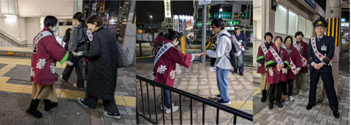 豊津駅周辺での街頭広報の様子