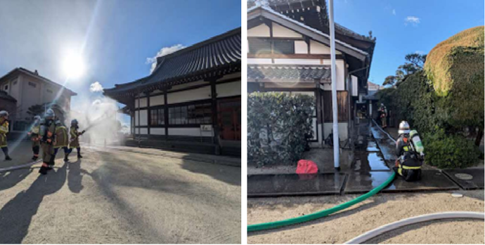 放水開始の様子