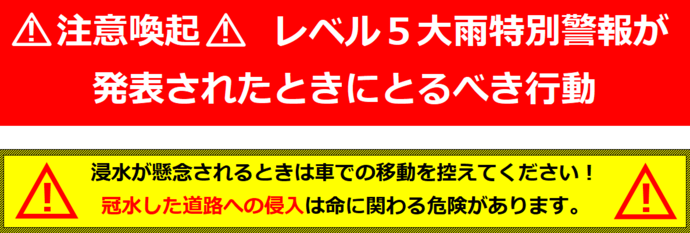 レベル5大雨特別警報が発表されたときにとるべき行動